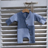 Coffret naissance unisexe effet patchwork 3 pièces - Blue Jean